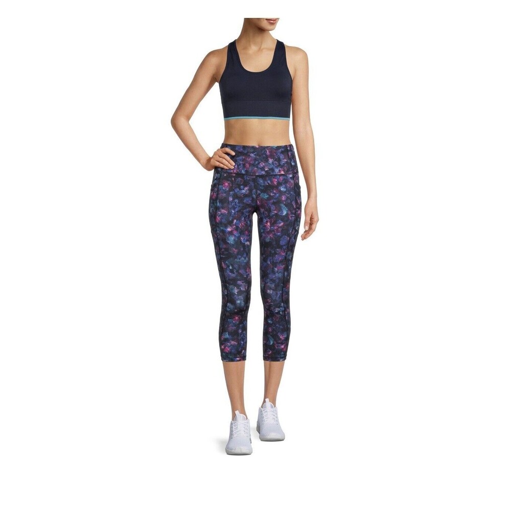 Avia Women's Active Performance Print Capri High Waist Side Pockets Size XS